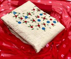 Stylish Khadi Cotton Embroidered Dress Material 