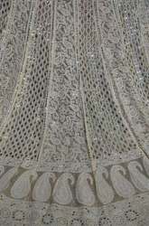 Dyeable White Embroidered Fabric