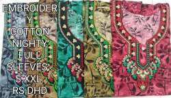 Embroidered Neck Cotton Night Gown