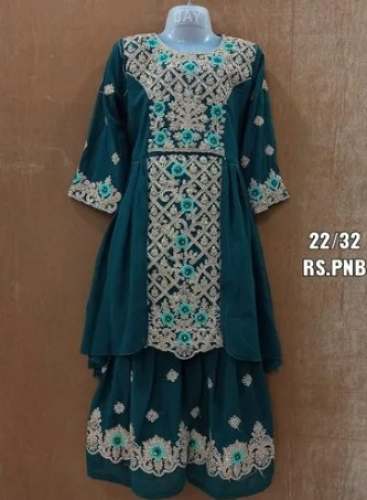 Wedding Wear Embroidery Georgette Palazzo Suit  by S B Creations