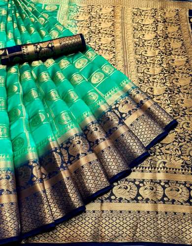 Banarasi Moor Chex Saree  by Cloth Marts