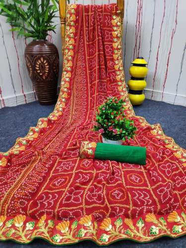 heavy bandhani saree