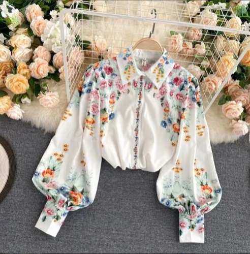 Collar Neck Arvi Flower Ladies Shirt