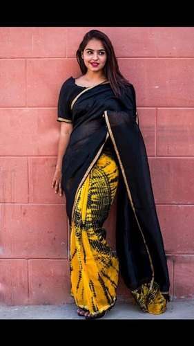 Designer Chanderi Silk Cotton Shibori Print Saree