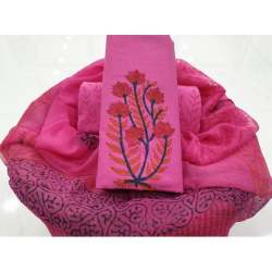 Unstitch Cotton Suit With Chiffon Dupatta