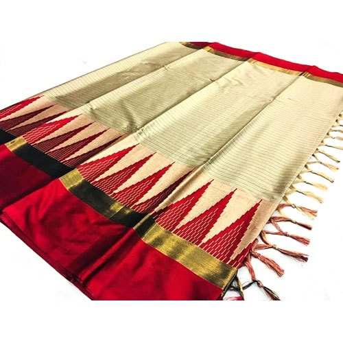 Zari Border Silk Party Wear Saree by Saini Hand Printer