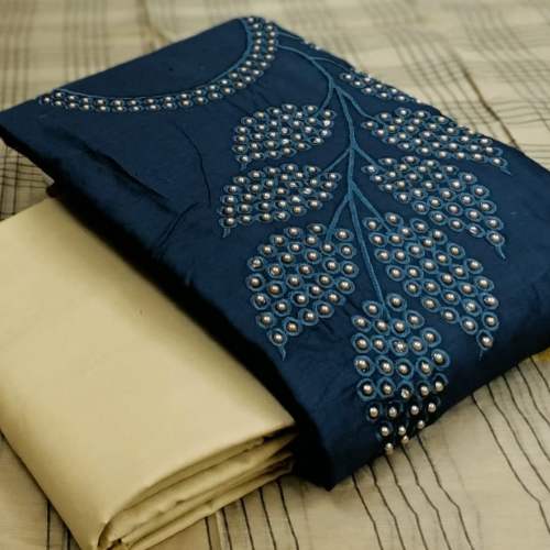PC cotton Dress Material Multi & Moti Work 