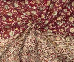 Heavy Kashmiri Gold Foil Embroidery Work Georgette Fabric