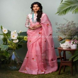 DESIGNER ORGANZA SAREE WITH EMBROIDERED WORK 