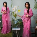 DESIGNER ORGANZA SAREE WITH EMBROIDERED WORK  thumb 2