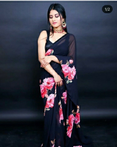 DESIGNER SAREE WITH DIGITAL PRINT 