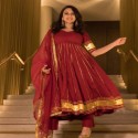designer-wear-chanderi-suit-and-bottom-with-net-dupatta