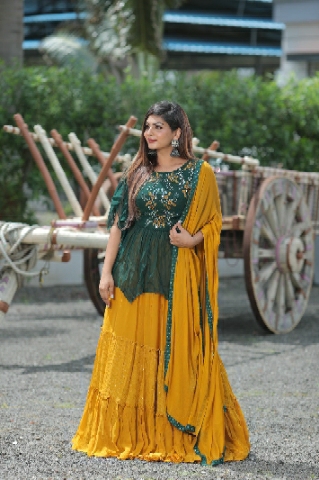 Fox Georgette real mirror work Embroidery Work Collection 