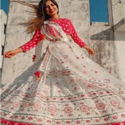 Georgette choli with embroidery work and sequence work 