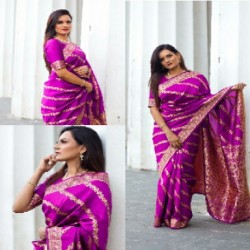 NEW DESIGNER LICHI SILK SAREE 