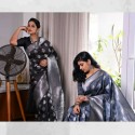 NEW DESIGNER PARTY WEAR SOFT LICHI SILK CLOTH SAREE  thumb 1