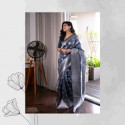 NEW DESIGNER PARTY WEAR SOFT LICHI SILK CLOTH SAREE  thumb 3