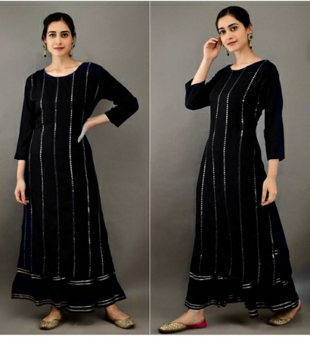 NEW DESIGNER REYON KURTI WITH PLAZO 