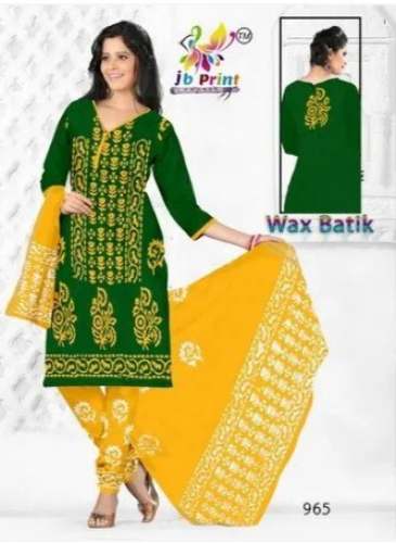 Ladies Unstitched Wax Batik Churidar Suit by Jay Bajrang Print