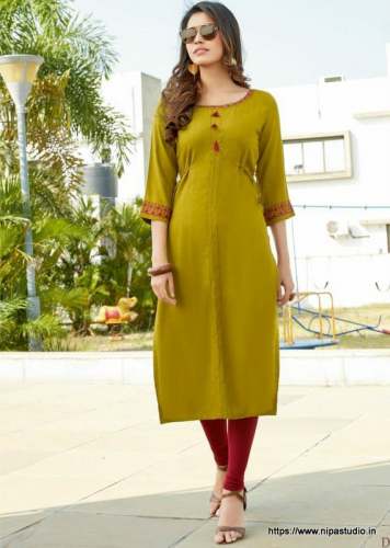 Fancy Hand work Rayon Kurti  by Nipa Studio