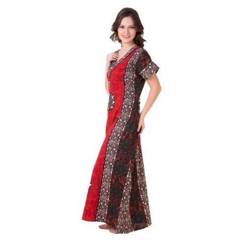 Fancy Red Printed Cotton Nighty