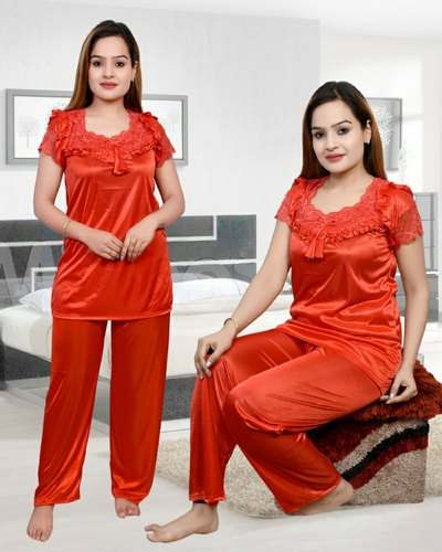 Plain Satin Girls Night Suit by Sunny Selections