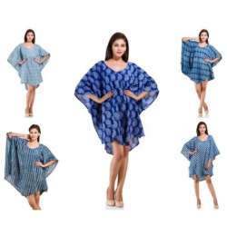 Multi color Block Print Cotton Women Poncho