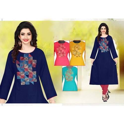 Daily Wear Printed Blue Straight Kurti  by NST traders