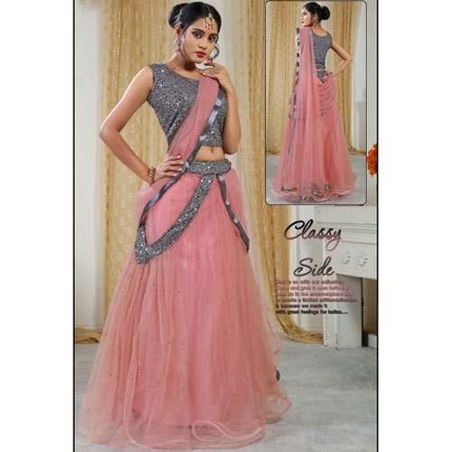 Party wear Net Pink Lehenga Choli by NST traders