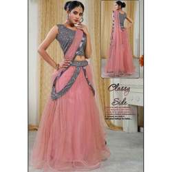 Party wear Net Pink Lehenga Choli