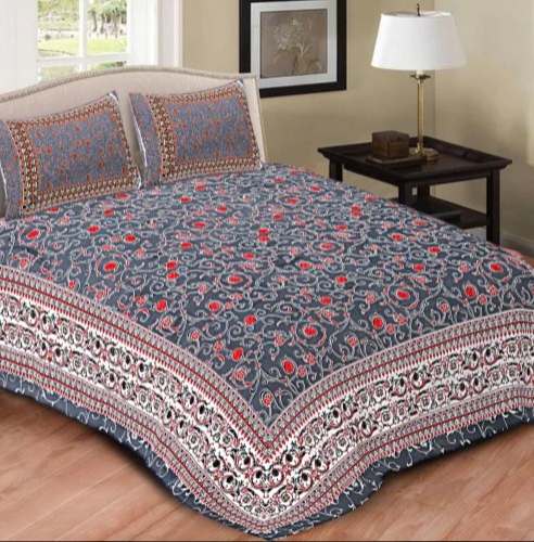 Cotton Printed Grey color Bed Sheet by Lovely Prints