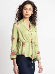 Printed Lapel Shirt Jacket 