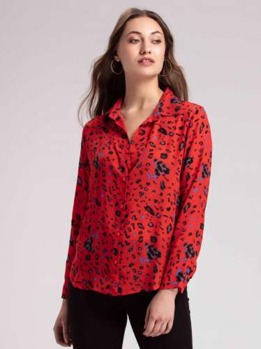 Printed Satin Ladies Shirt 
