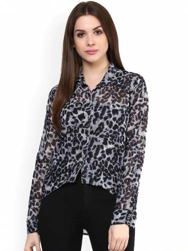 Printed Woven Shirt Style Top 