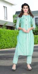 Formal Wear Rayon Printed Kurti Pant Set 