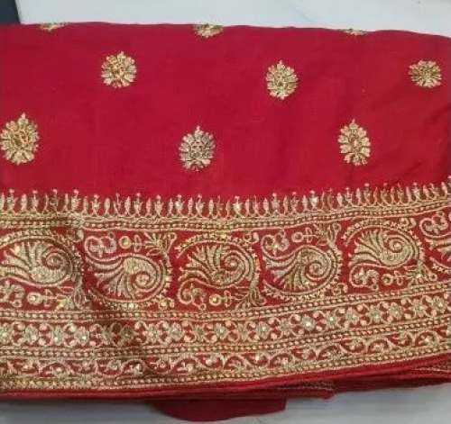 Bridal Silk Red Golden Work Saree For Women by Oswal Silk Store