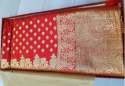 Fancy Red Pure Silk Zari Weaving Saree thumb 1