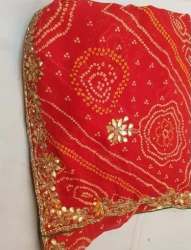 Red Bandhani Silk Gotta Patti Saree