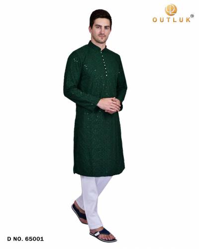 Mens Lucknowi Work New Kurta Pajama Set