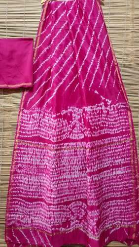 Pink Block Printed Chanderi Silk Cotton Saree by Manoj Jajpura