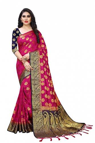 Buy Embroidered Jacquard Sari By Mahalaxmi Fashion by Mahalaxmi Fashion Nx