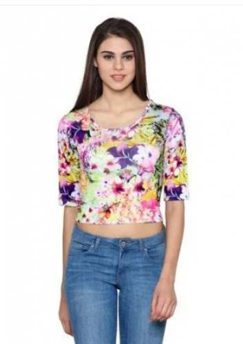 Multi Color Printed Crop Top for Girl  by Aakshita International