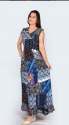 Ladies Half Sleeves Multicolor Long Dress  thumb 1