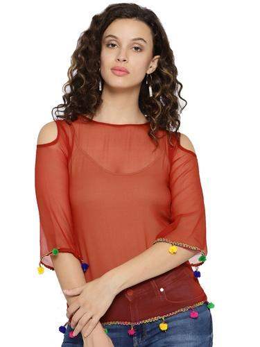 Red Georgette Top by DSS Cottinfab Limited