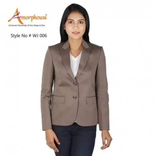 Light Brown Blazer For Ladies by Bhumee Exports