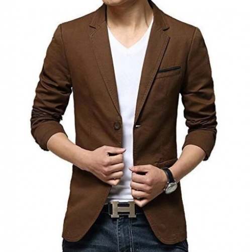 Men Casual Brown Blazer by Bhumee Exports