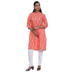 KAJJRA Peach Rayon Kurti 