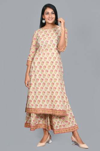 Unique Handblock Print Straight Sharara Kurti by Raj Nx