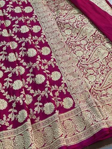 Pure Banarasi Satin Soft Silk Handloom Saree by Shades Of Benares
