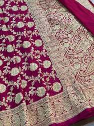 Pure Banarasi Satin Soft Silk Handloom Saree